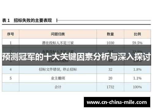 预测冠军的十大关键因素分析与深入探讨
