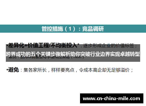 跨界成功的五个关键步骤解析助你突破行业边界实现卓越转型
